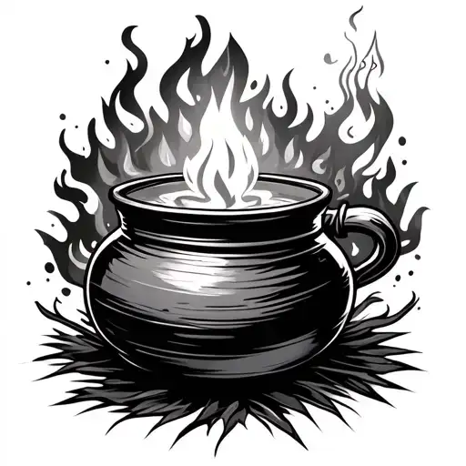 Smoking Fire Pot And Flaming Torch Abstract