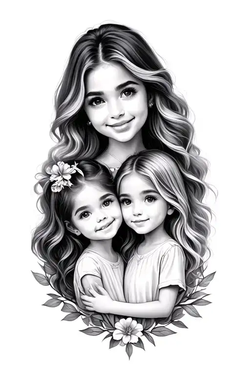 Mom And Two Daughter's Love