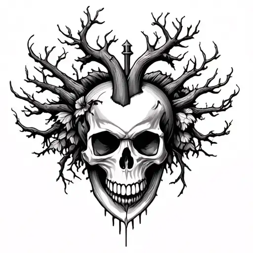 Beating Heart Skull Honor Strength Family Tree