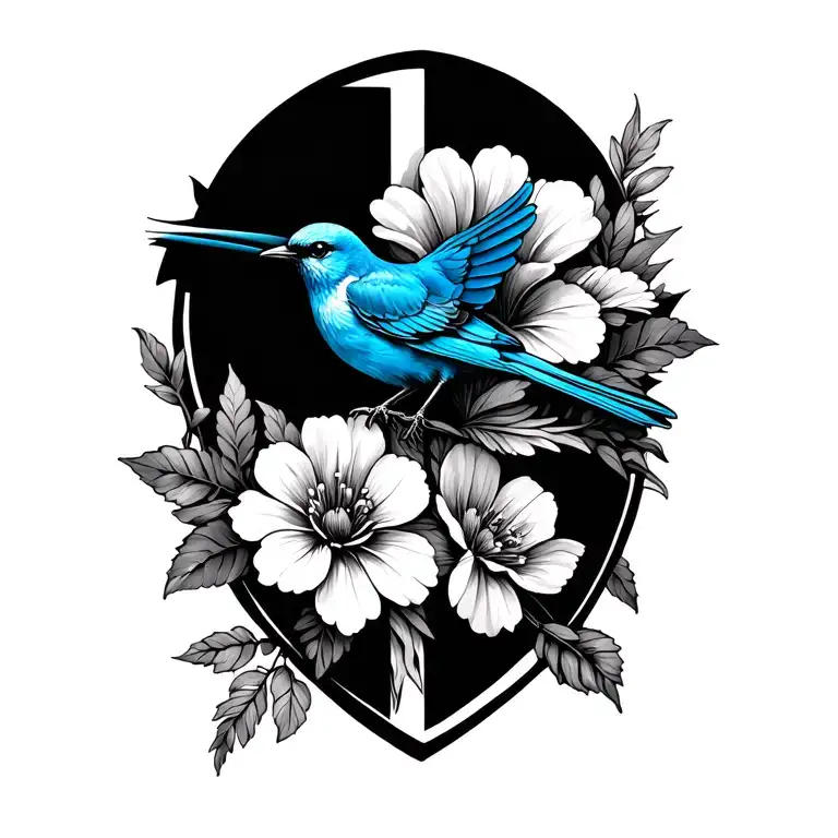 Cross Background Flowers Wrapped Around With Blue Bird