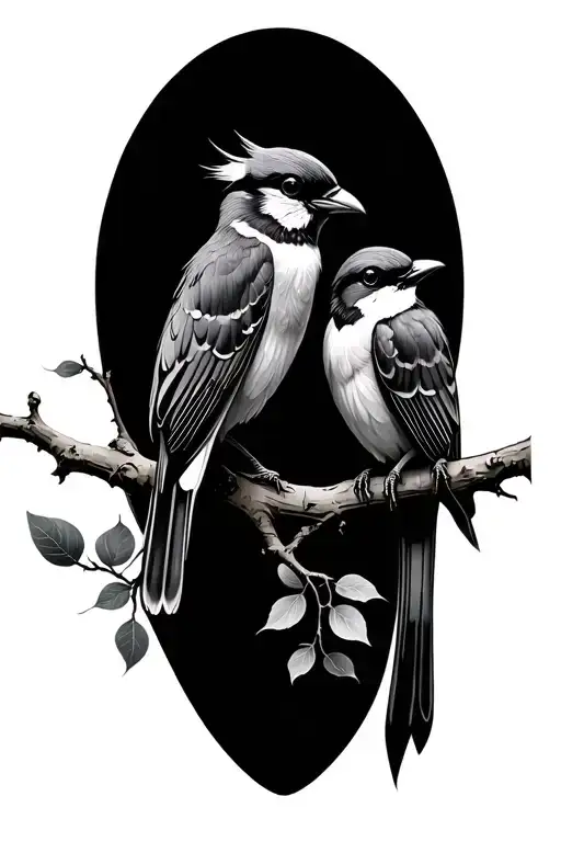 3 Birds On A Branch With Dark And Mysterious