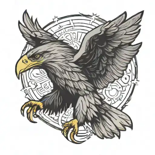 Undetailed Eagle With Sun And Moon Elements