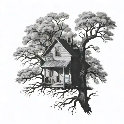 Housing With An Oak Tree