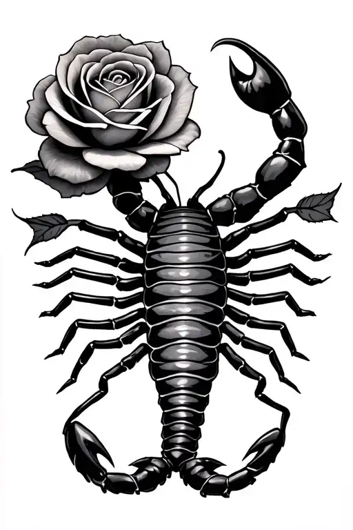 Scorpion With A Rose By Tail