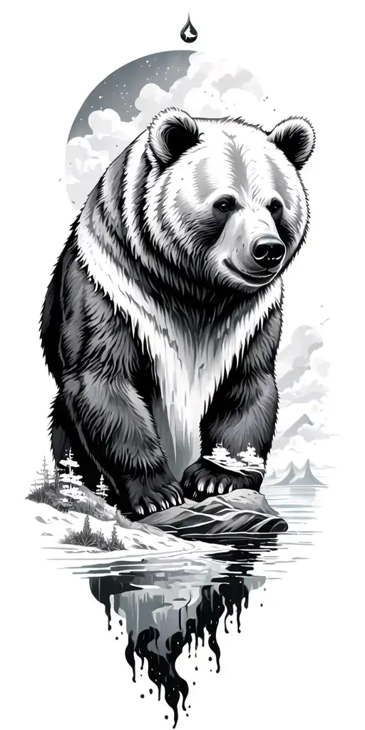 Bear And Landacape Fantasy Mystic