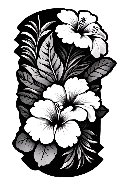 Polynesian Hibiscus Flower Band Tattoo Design