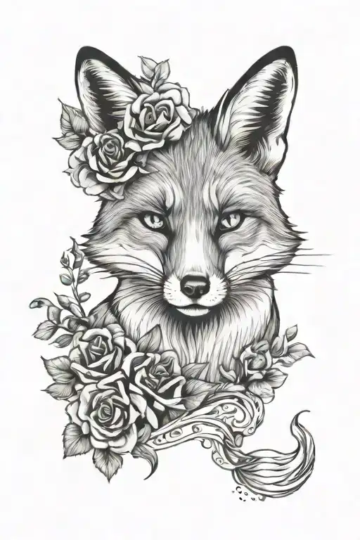 Fox Whit Roses And Mountons