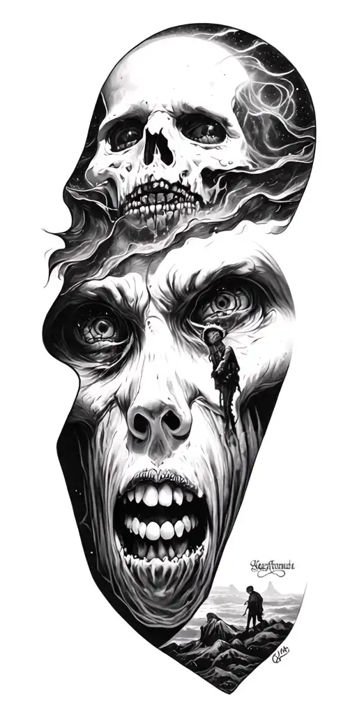 Aurora Borealis And Horror Movie Scene