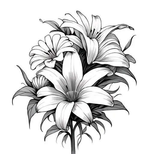 Lilys And Daisy Flowers Combined Together