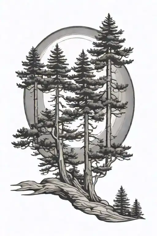 Pine Trees Sun Setting