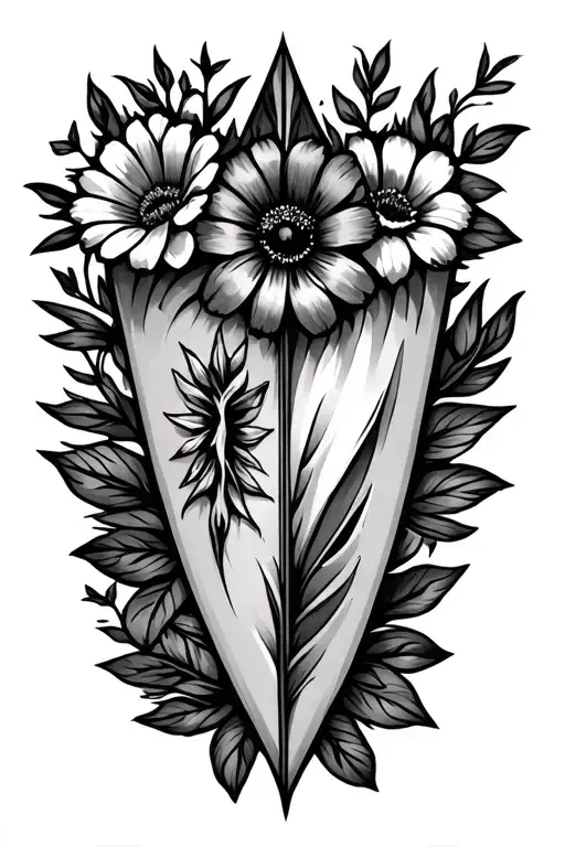 Arrowhead Aroow With Birth Flowers Around