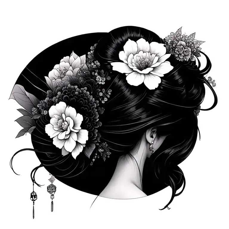 Geisha Back Tattoo Design