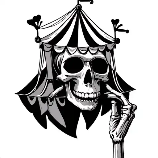 Skeleton Holding Circus Tent