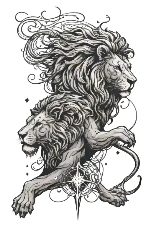 Constellation Lion And Aquarius Two Brothers