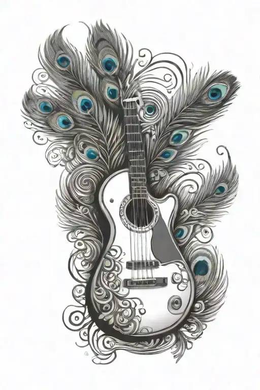Guitar With A Peacock Feather