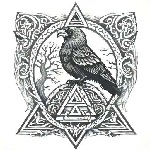 Nordic Odin Raven Valknut Yggdrasil Fenrir