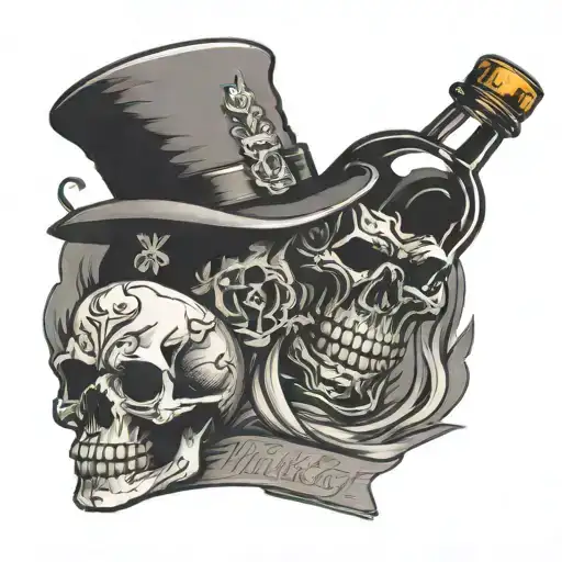Whisky Bottle Skull Money