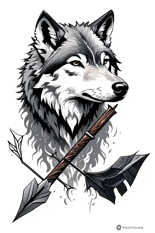 Snow Wolf And Arrow And Taurus
