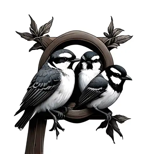 Cross With 3 Little Birds Perched