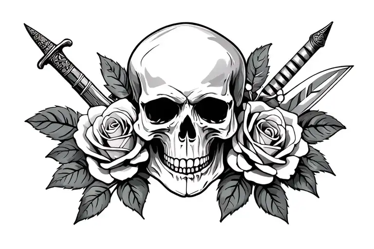 Skull And Roses And Dagger