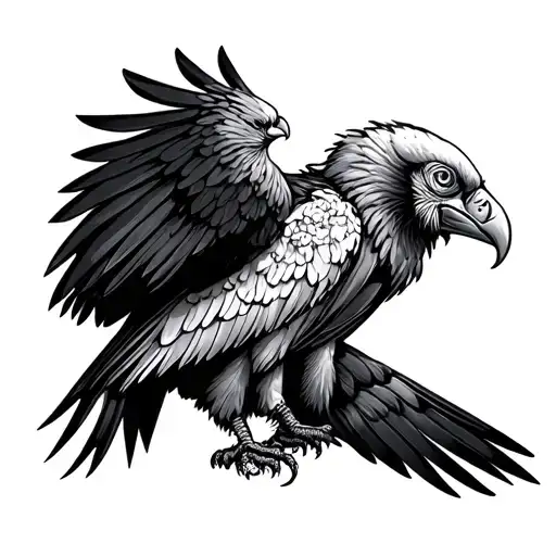 Traditional Black Work Vulture