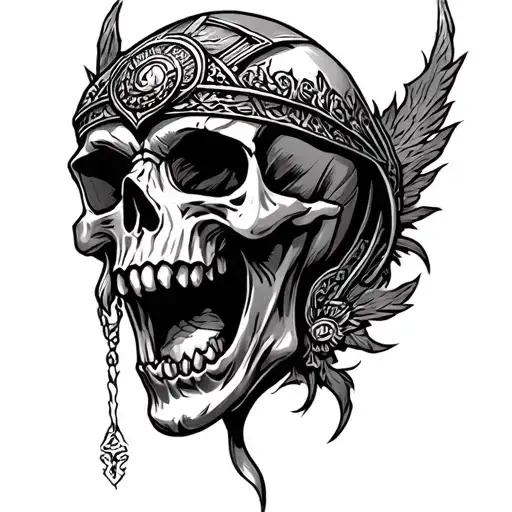 Norse Screaming Skull Wearing Vegvisir