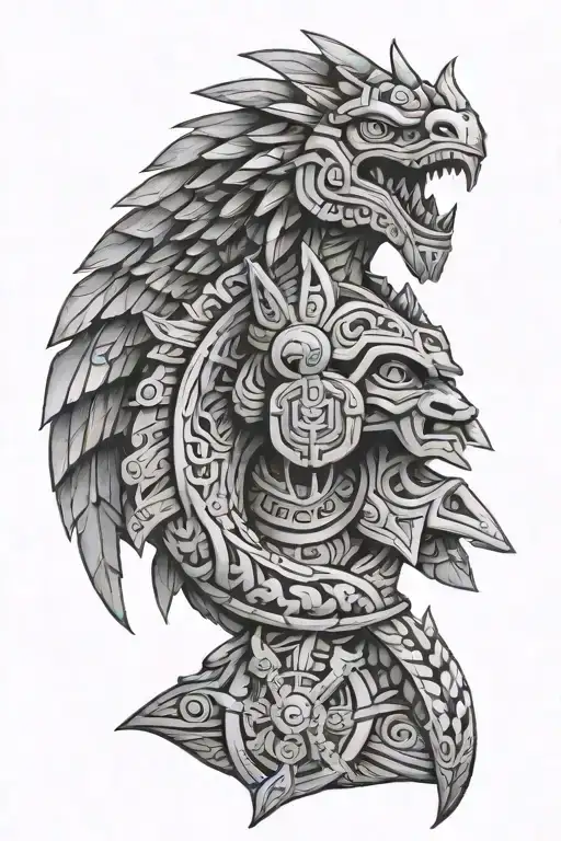 Quetzalcoatl Aztec Warrior Tattoo Design