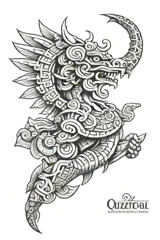 Quetzalcoatl Aztec Warrior Tattoo Design