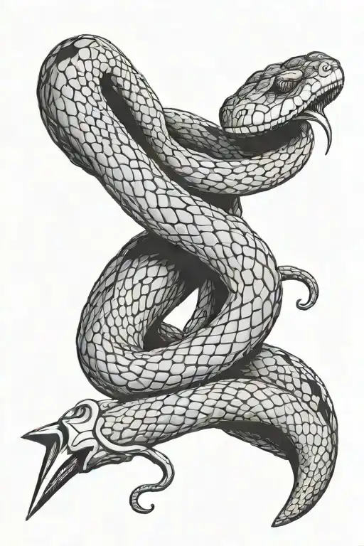 Snake Wrapped Around Chef's Knife