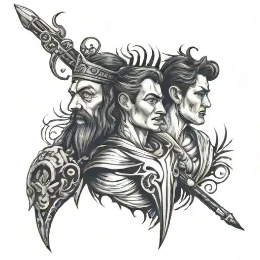 Trident And A Peck Father With Flute