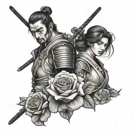 Rose And Samurai Standing