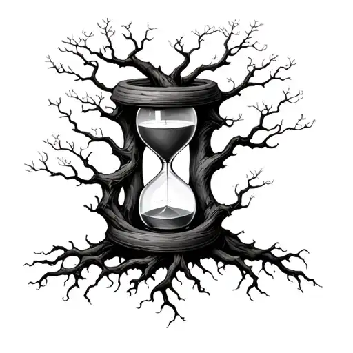 Hourglass Wrapped With Tree Roots Growing