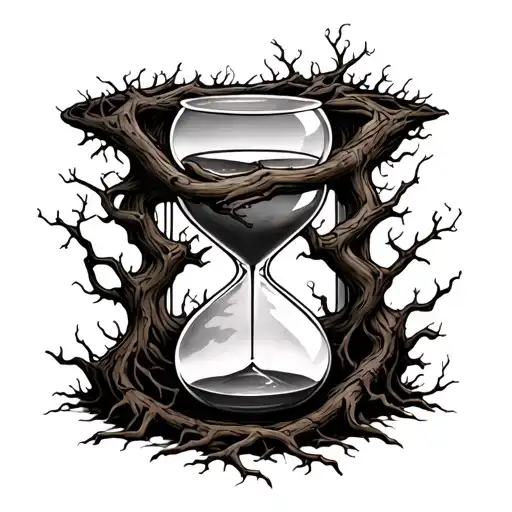 Hourglass Wrapped With Tree Roots Growing