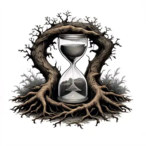 Hourglass With Tree Roots Wrapped