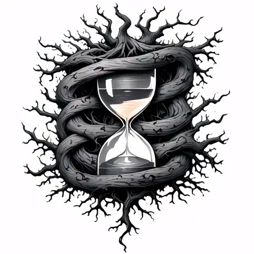 Hourglass With Tree Roots Wrapped
