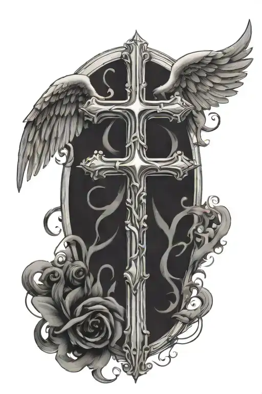 Angel Wings And Three Crosses