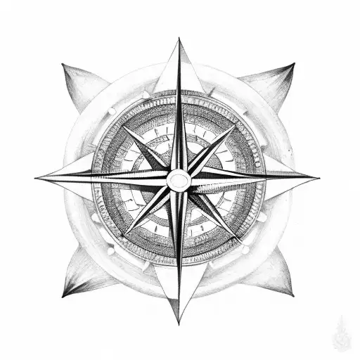 Ocean Inside Of Compass Rose