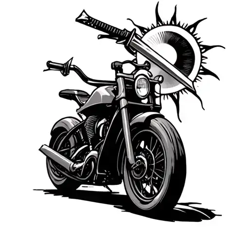 Bike With Sun Raise Sword Stuck