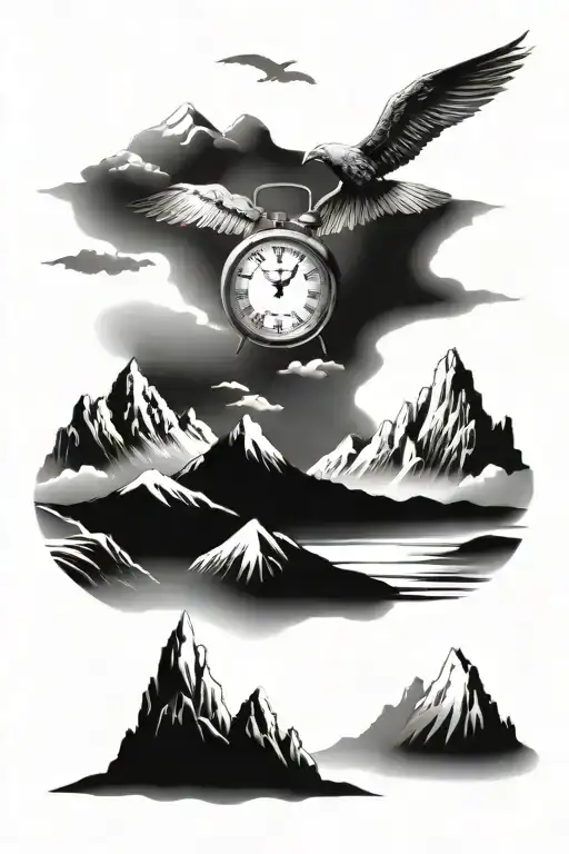 Clock And Mountains