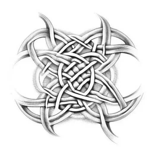 A Celtic Knotwork Sleeve Depicting Iconic Australian Landmarks Intertwined With Irish Symbols