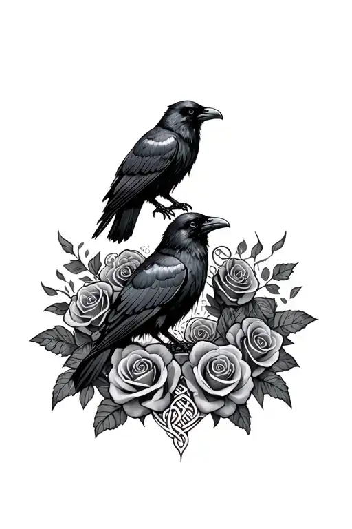 Odins Ravens Huginn And Muninn Cowboy Attire Roses Celtic Knots