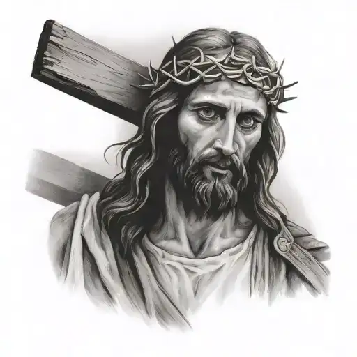 Jesus Walking Through Galilee Sad With The Cross