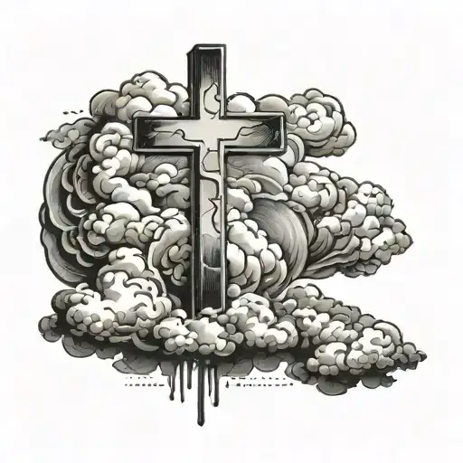 A Detailed Cloud Scene With A Cross