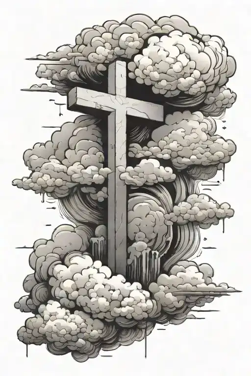 A Detailed Cloud Scene With A Cross