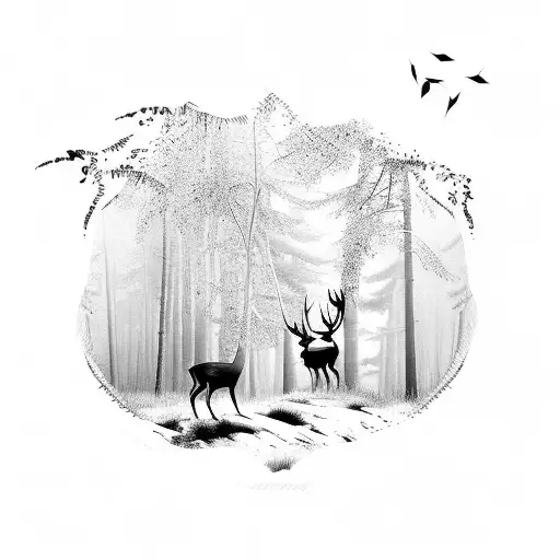 Forest With Deer