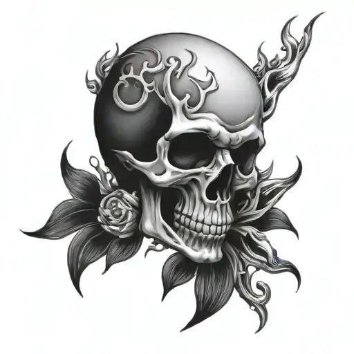 Skull Flames Upper Shoulder Back