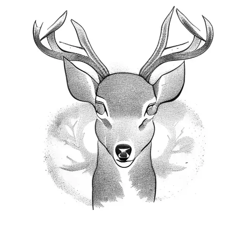 Pine Trees With A Deer