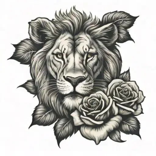 Lion And Skull Roses