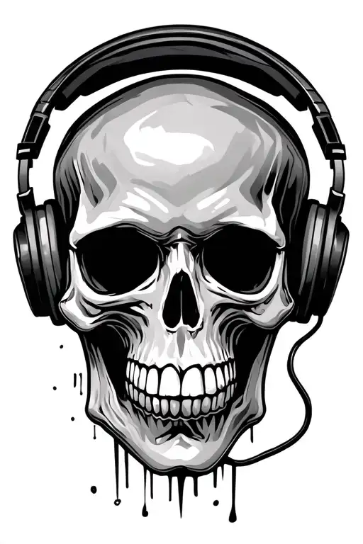 Skull Wearing Headphones