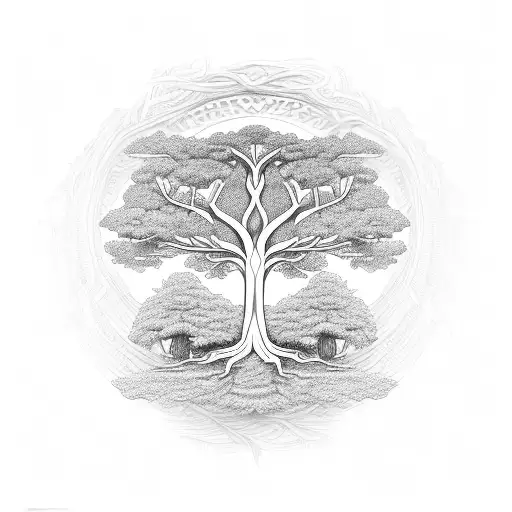 A Tree Of Life With Branches Forming The Sanskrit Unalome Symbol